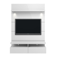 Manhattan Comfort 24952 Cabrini 1.2 Floating Wall Theater Entertainment Center in White Gloss 